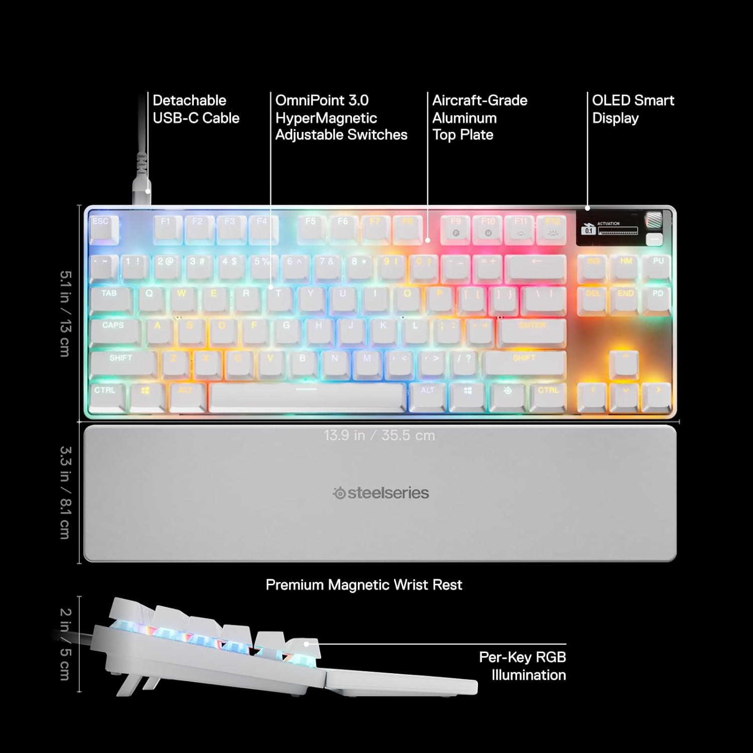 Steelseries Apex Pro TKL Gen3 Gaming Keyboard - White Steelseries Apex Pro TKL Gen3 Gaming Keyboard - White